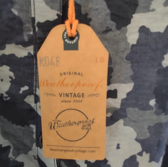 TIE-FRONT BLUE CAMO, BY WEATHERPROOF NWT, No Pricing. Sm/Medium - Picture 4 of 8